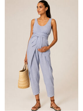 HATCH Maternity Jumpsuit Size 2 Blue Pinstripe Pregnancy One Piece Romper